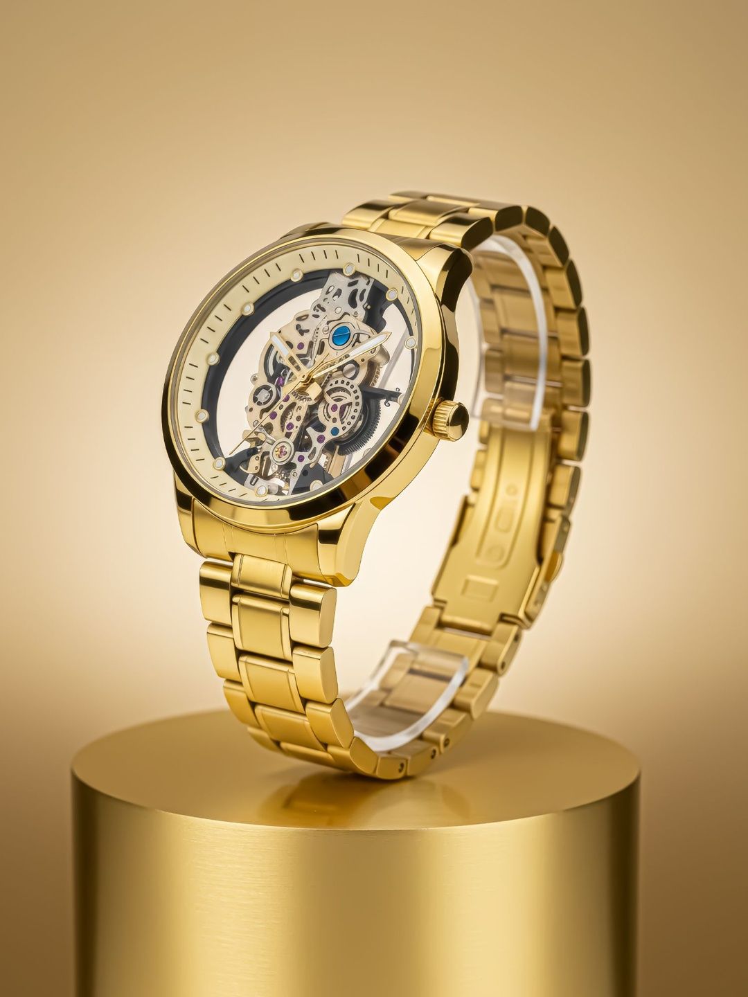 LOOKHAA LOOKHAA Men Skeleton Dial Design & Stainless Steel Bracelet Style Straps Analog Watch