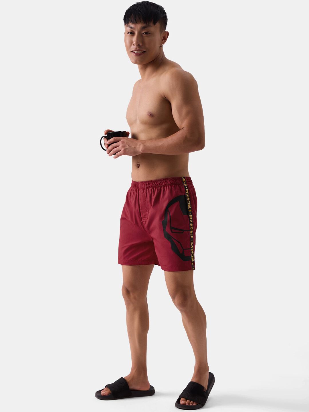 The Souled Store Men Marvel Red Printed Cotton Regular Fit Boxer Shorts