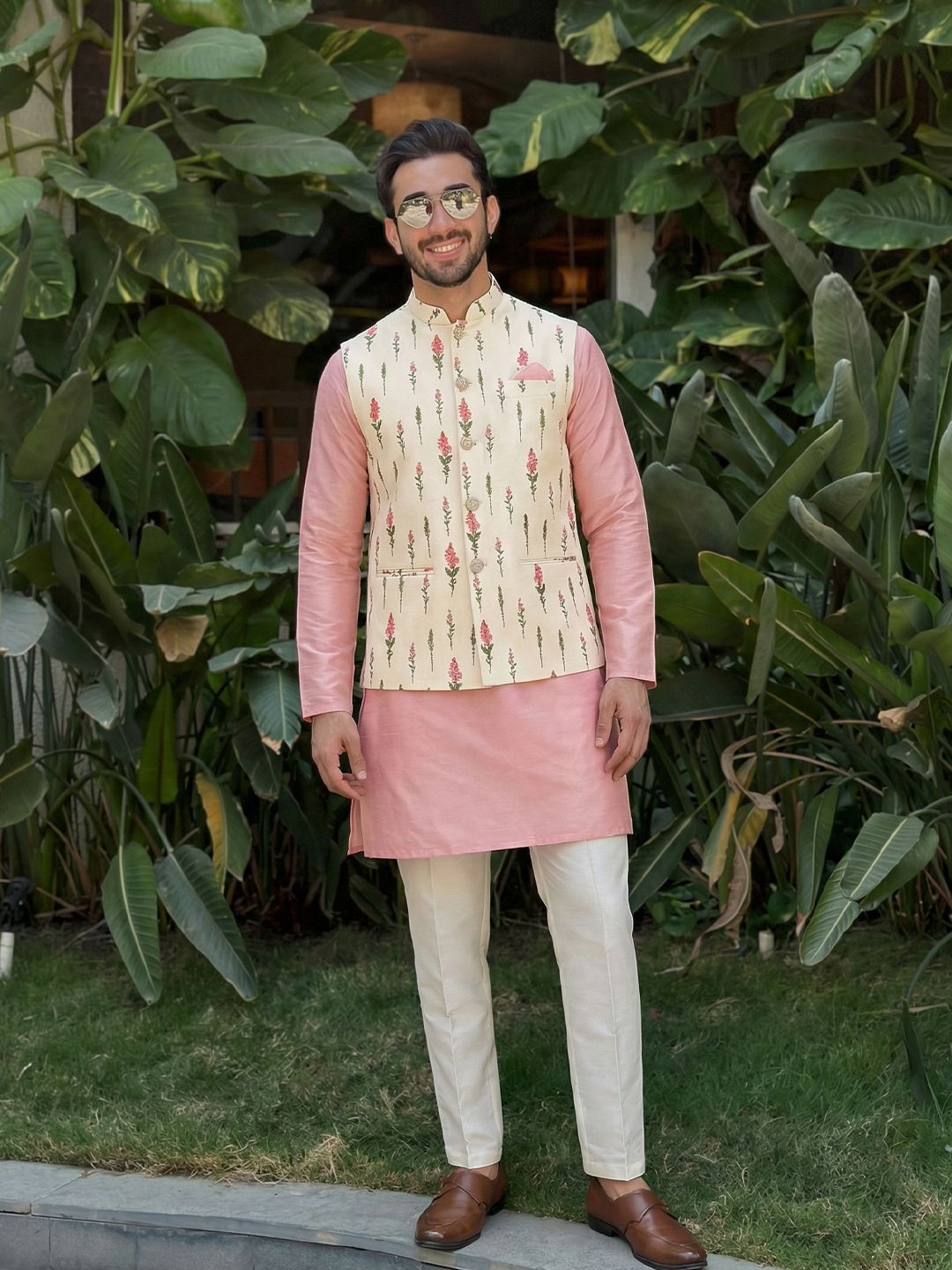 KISAH Men Printed Nehru Jacket