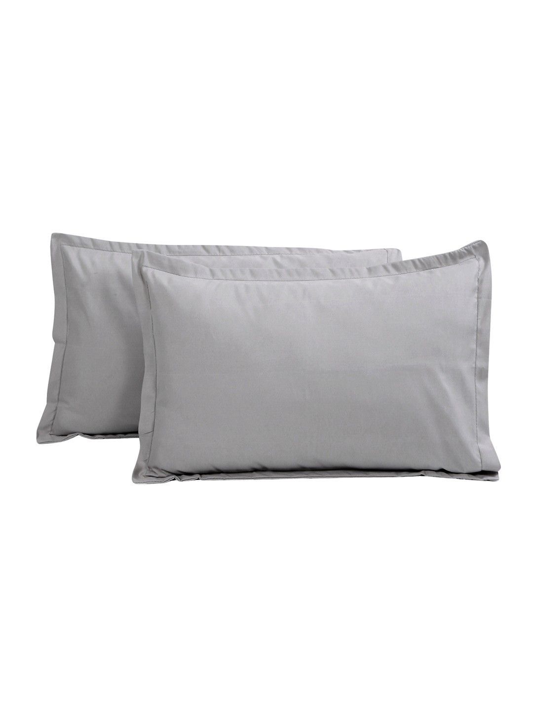 Status Status Grey 2 Pieces Solid Cotton Linen Blend Rectangle Pillow Covers
