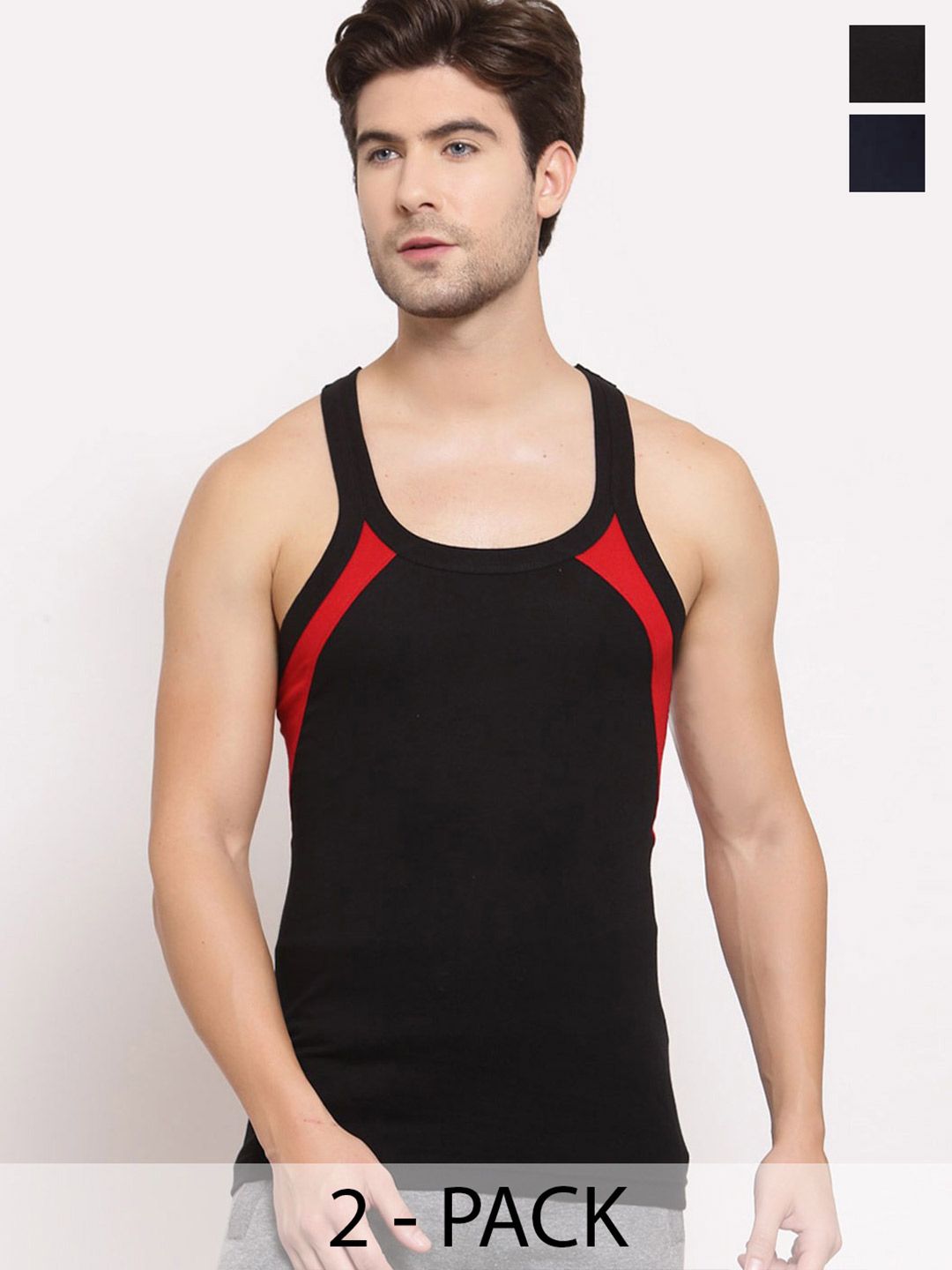 Sporto by Macho Pack Of 2 Round Neck Pure Cotton Gym Vest