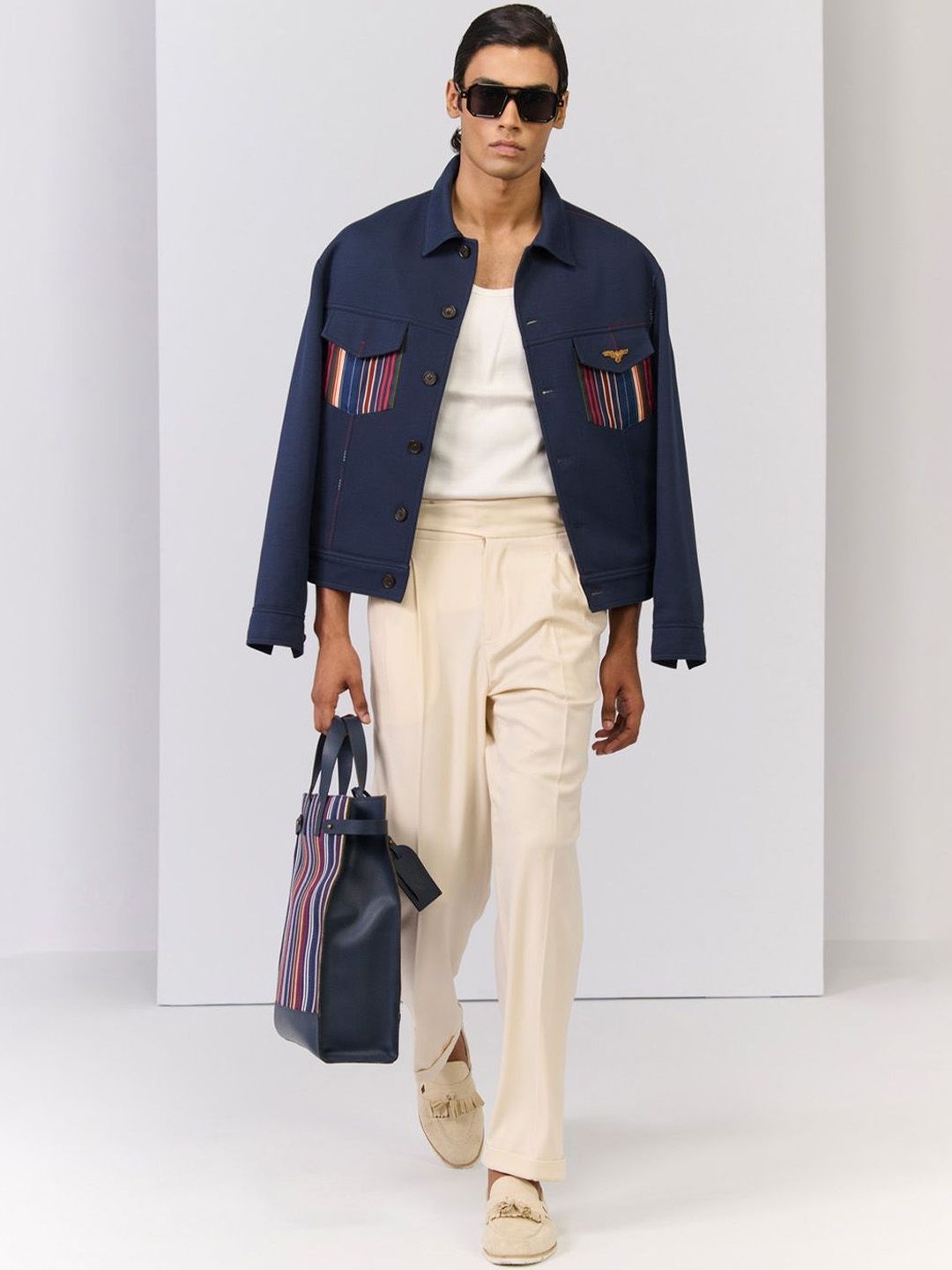 S&N by Shantnu Nikhil Men Colourblocked Woven with Embroidered Jacket