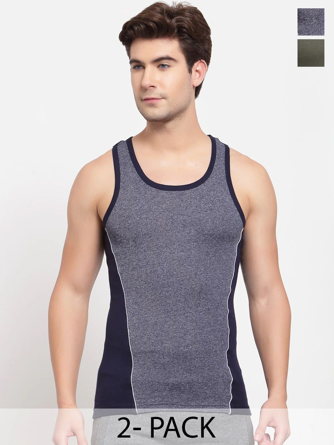 Sporto by Macho Men Pack Of 2 Colourblocked Cotton Gym Vest