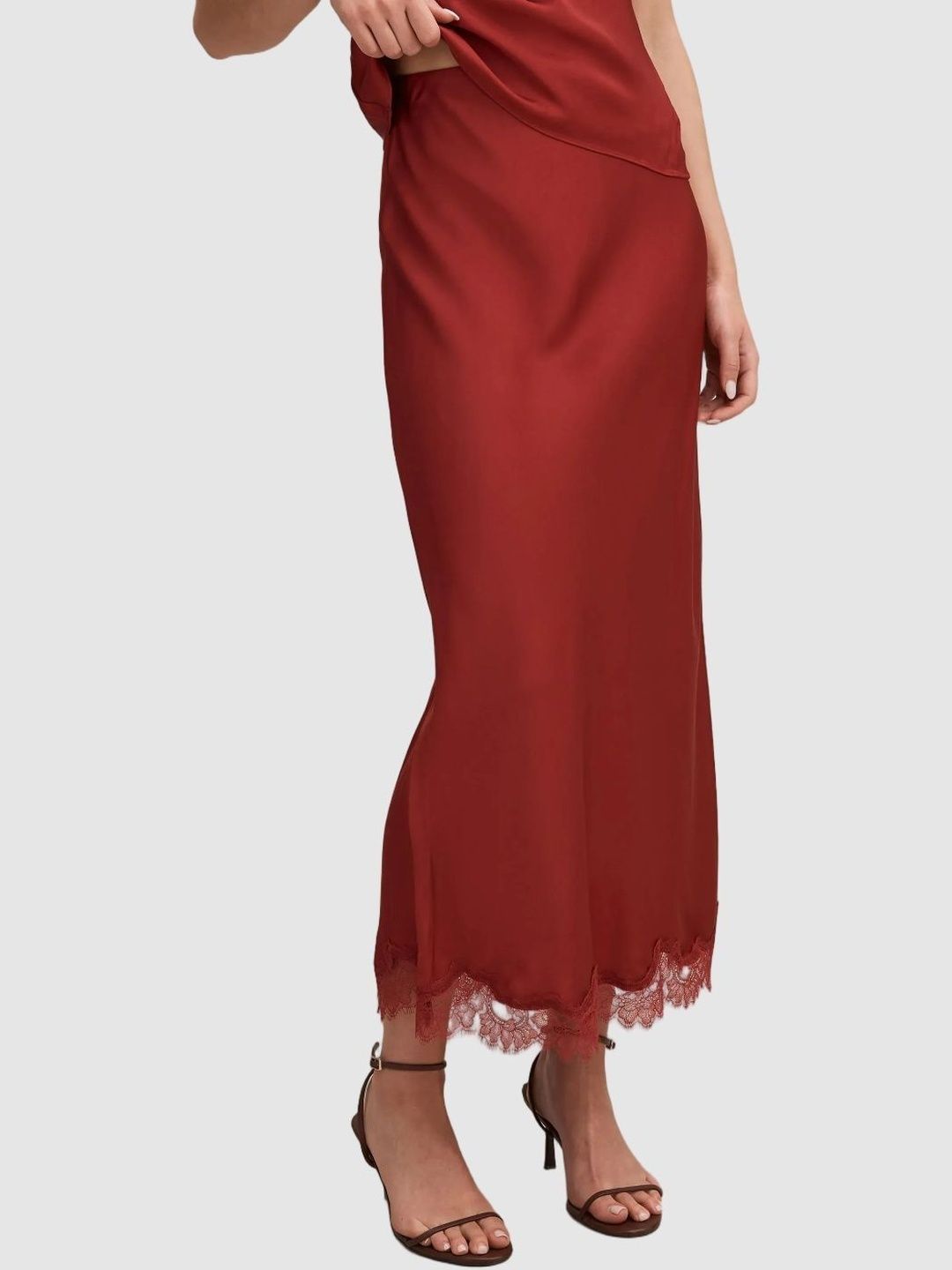 Lace Frills Bows and Ruffles Maxi Straight Skirt