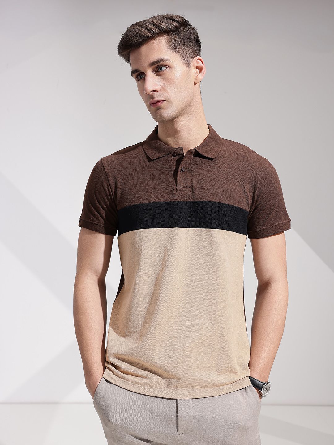 encore by INVICTUS Colourblocked Polo Collar T-shirt