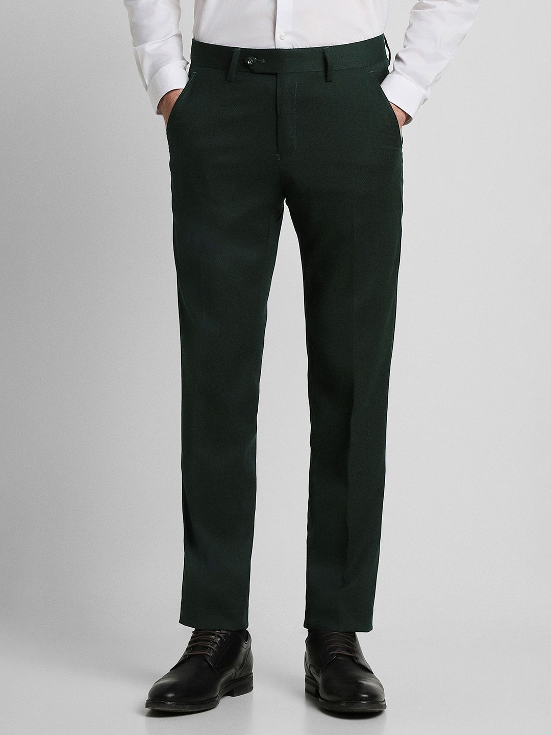 Peter England Elite Men Slim Fit Mid-Rise Formal Trousers