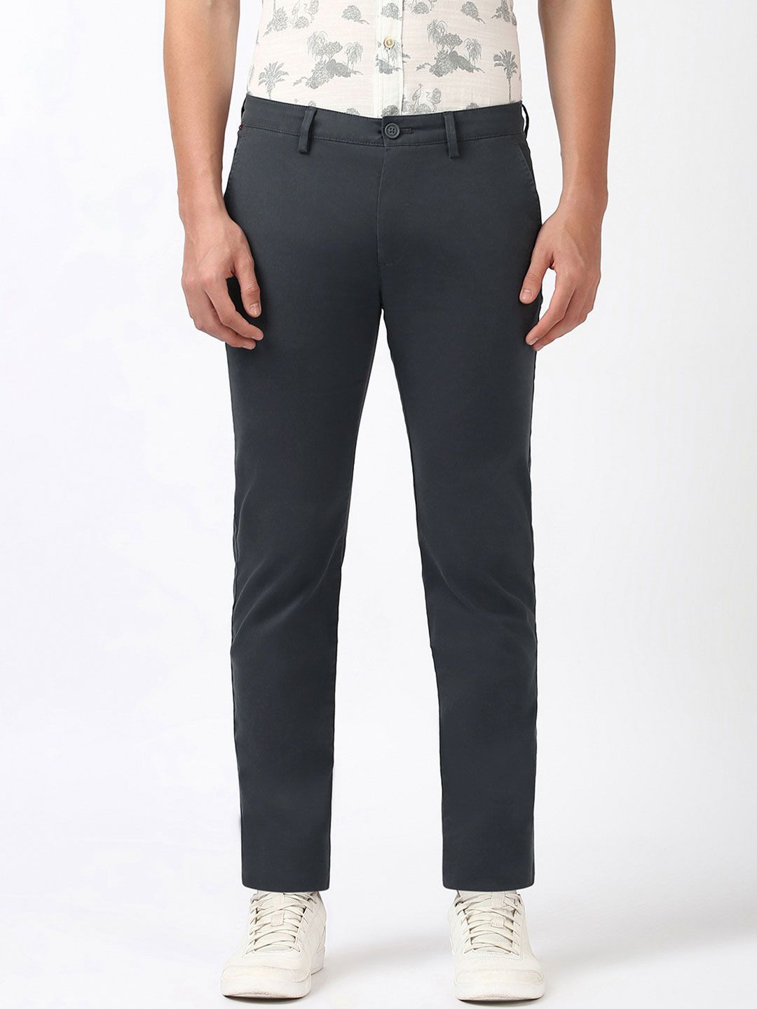 Peter England Casuals Men Super Slim Fit cotton solid Trousers