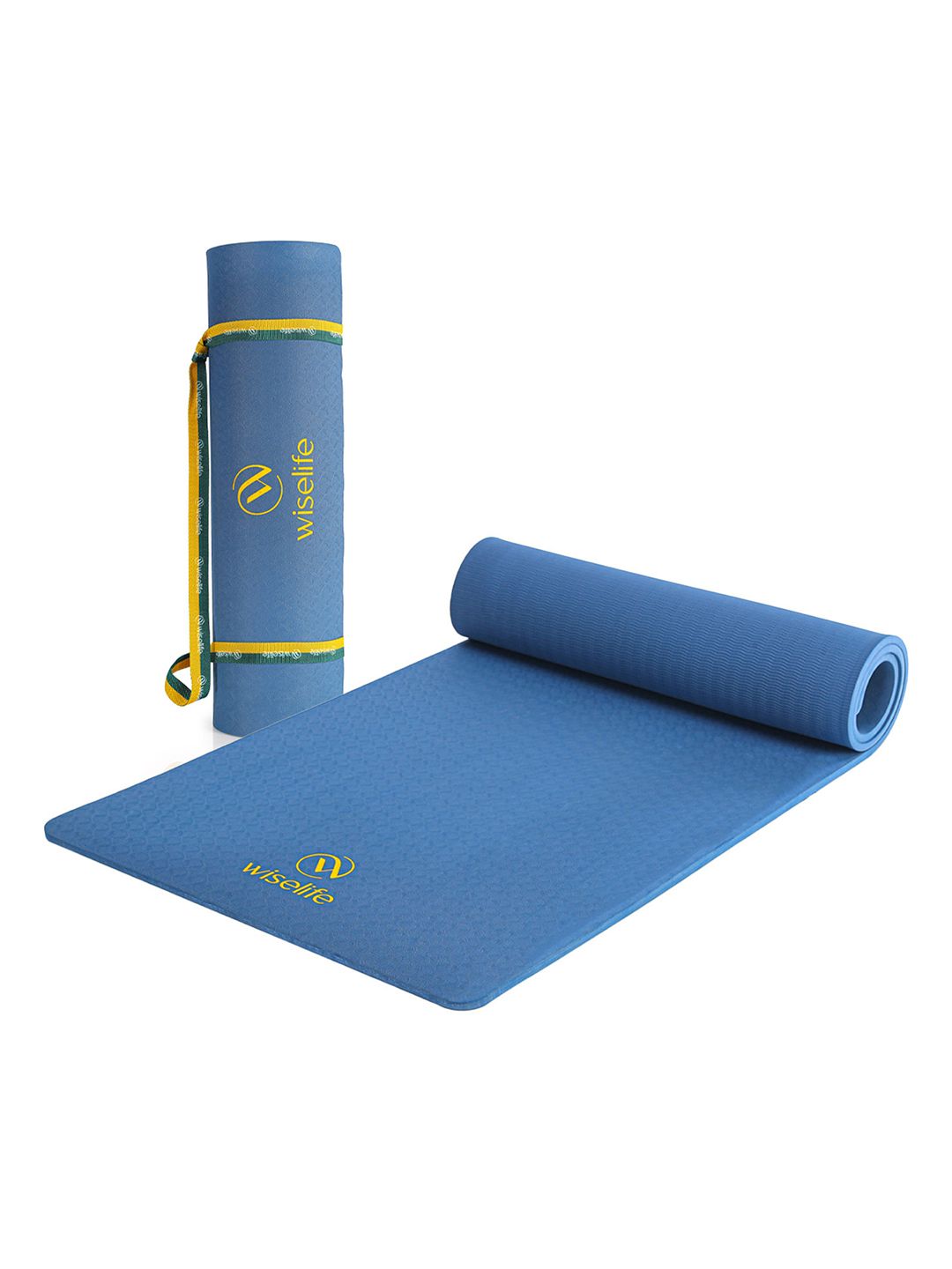 WiseLife WiseLife Blue Rectangular Anti-Skid Yoga Mat With Sleek Strap