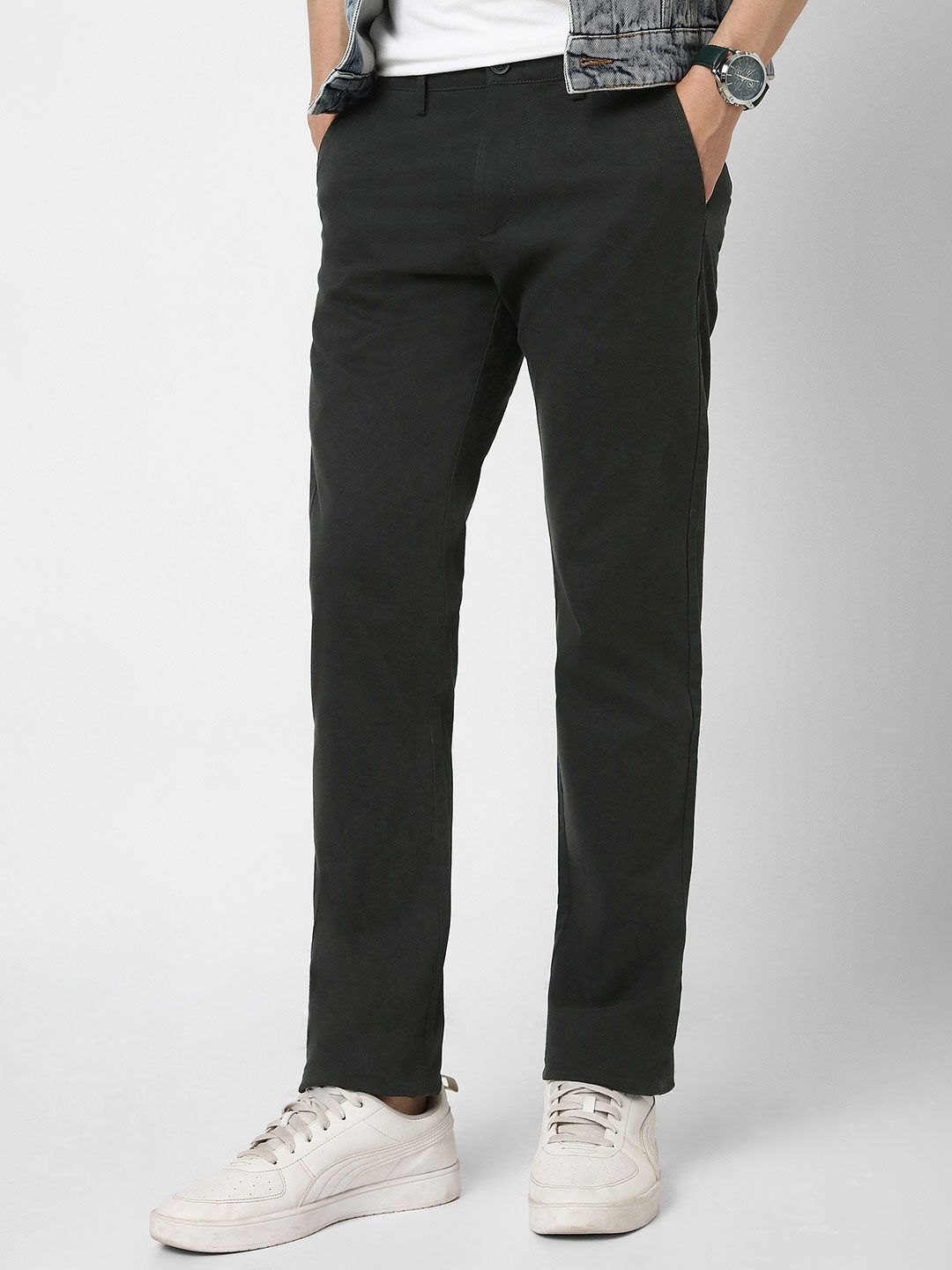 Peter England Casuals Men Cotton Slim Fit Formal Trousers