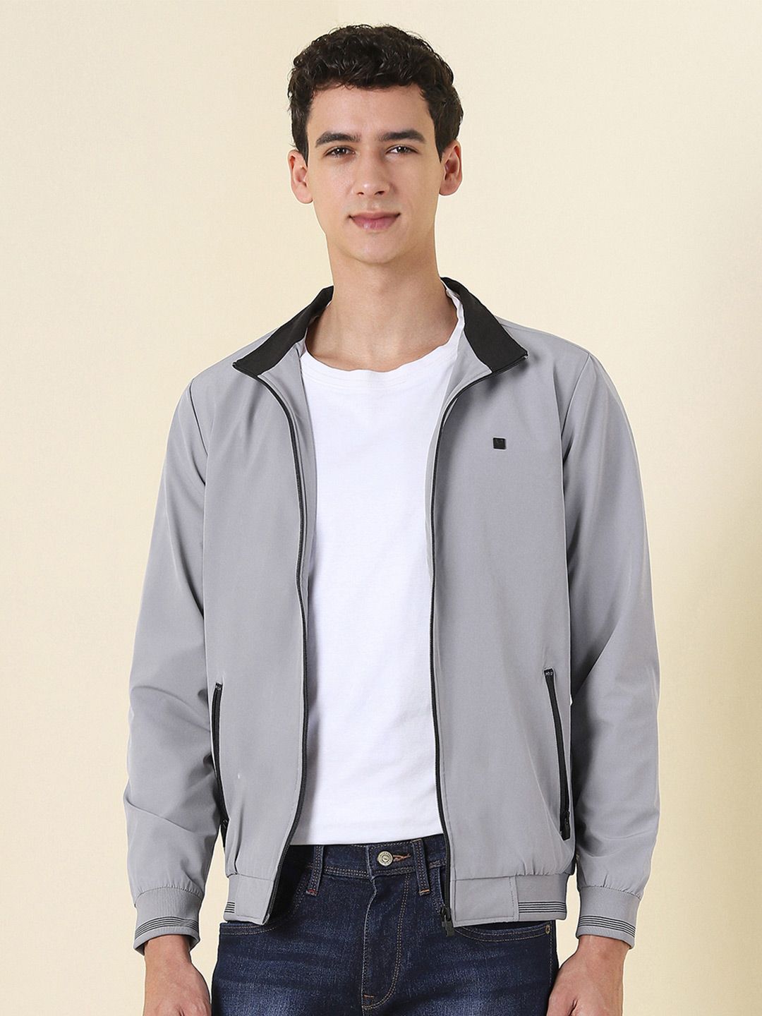 Allen Solly Men Collarless Bomber Jacket