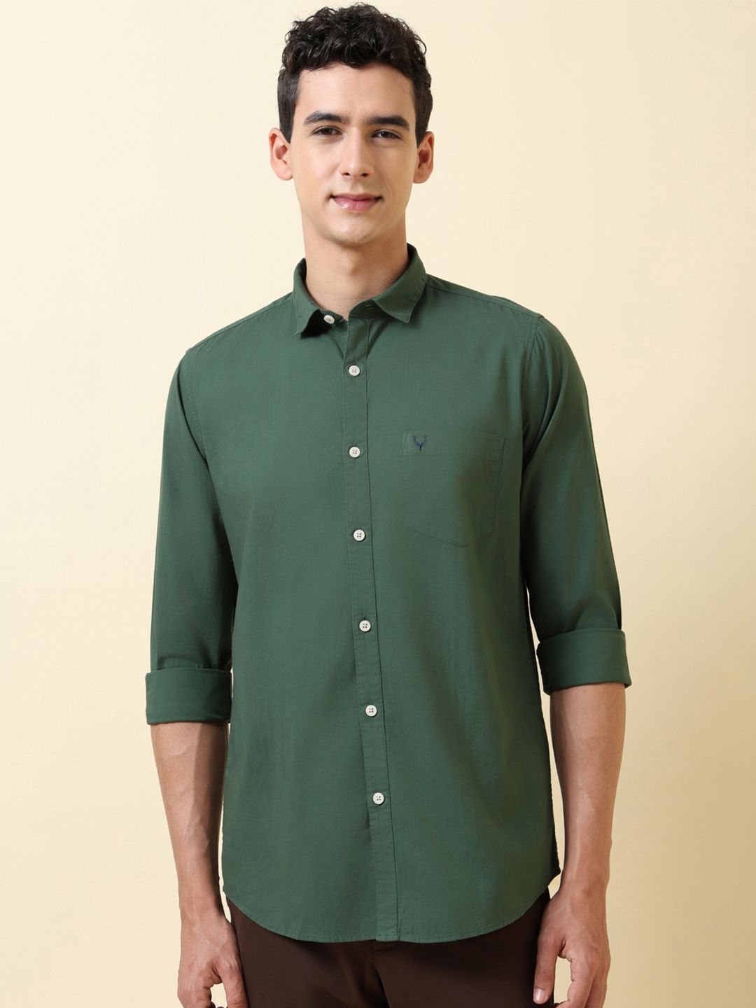 Allen Solly Allen Solly Men Green Regular Fit Solid Casual Shirt