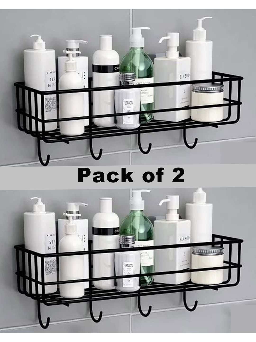 DXDT 2 pieces Black Multipurpose Kitchen Shelves Bathroom shelves Steel