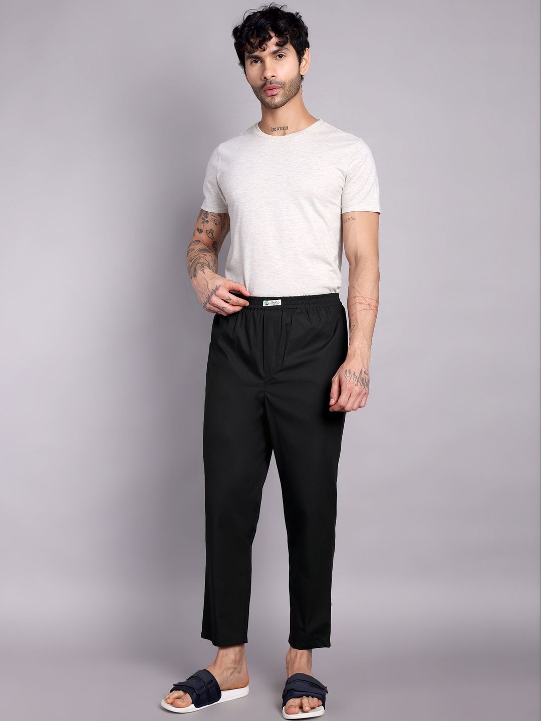 MINJAR  Cotton Mid-Rise Straight Lounge Pants