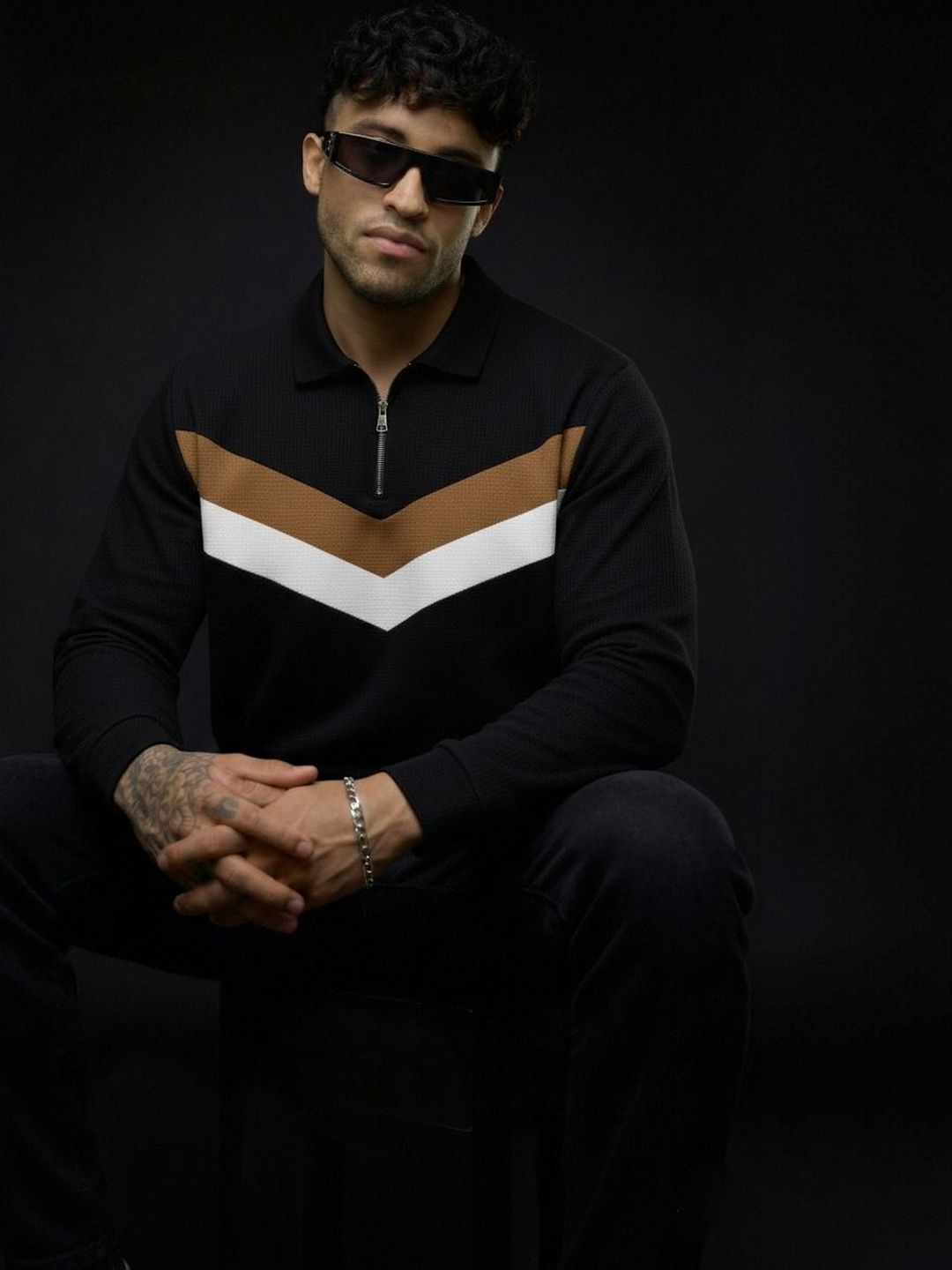 R.Code by The Roadster Life Co. Men Colourblocked Polo Collar T-shirt