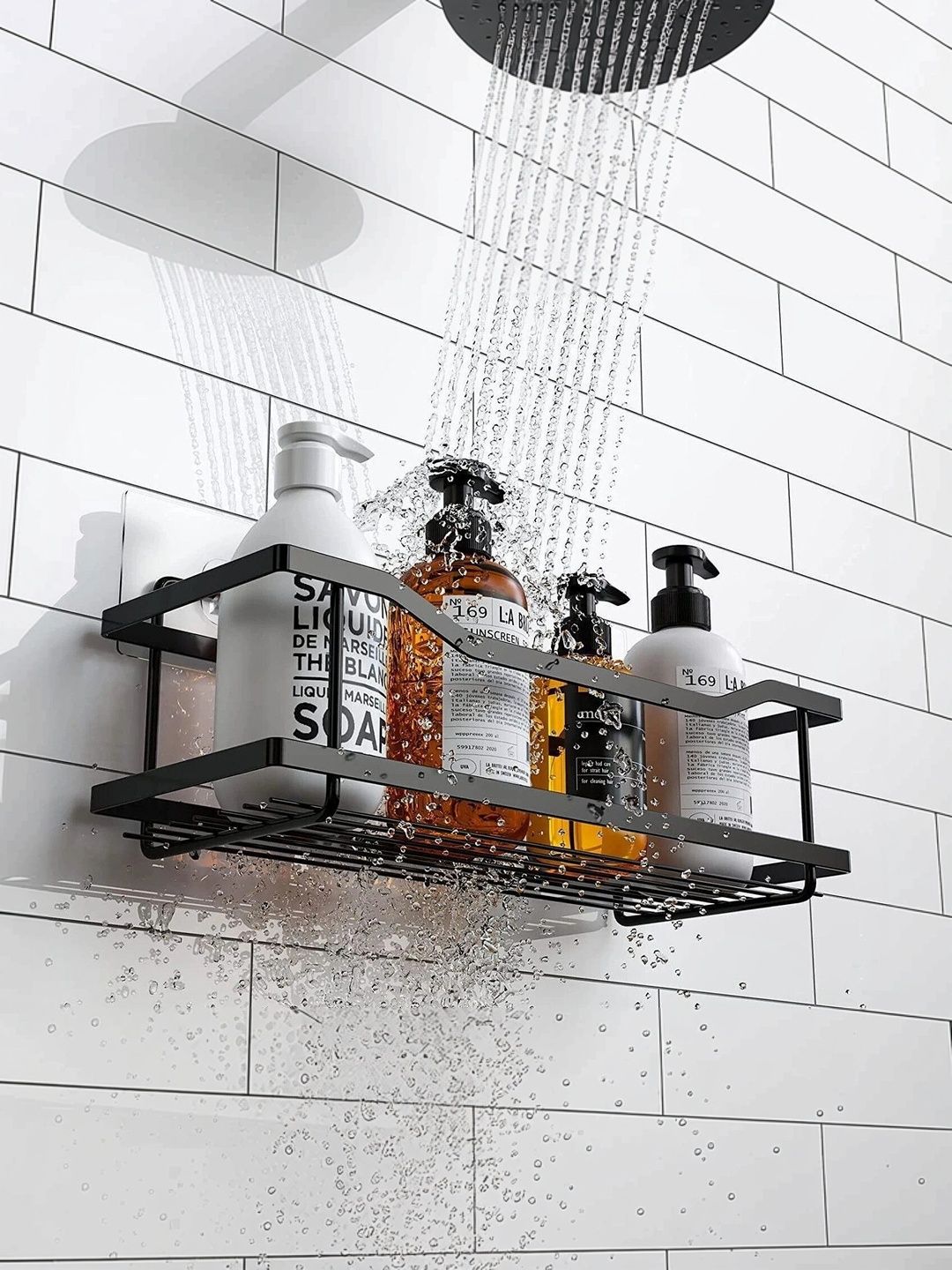DXDT 2 pieces Black carbon Steel Bathroom Caddy