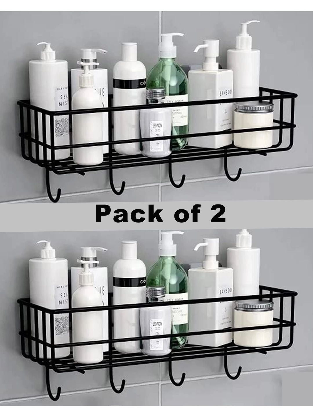 DXDT 2 pieces Multipurpose Black Steel Bathroom Kitchen rack