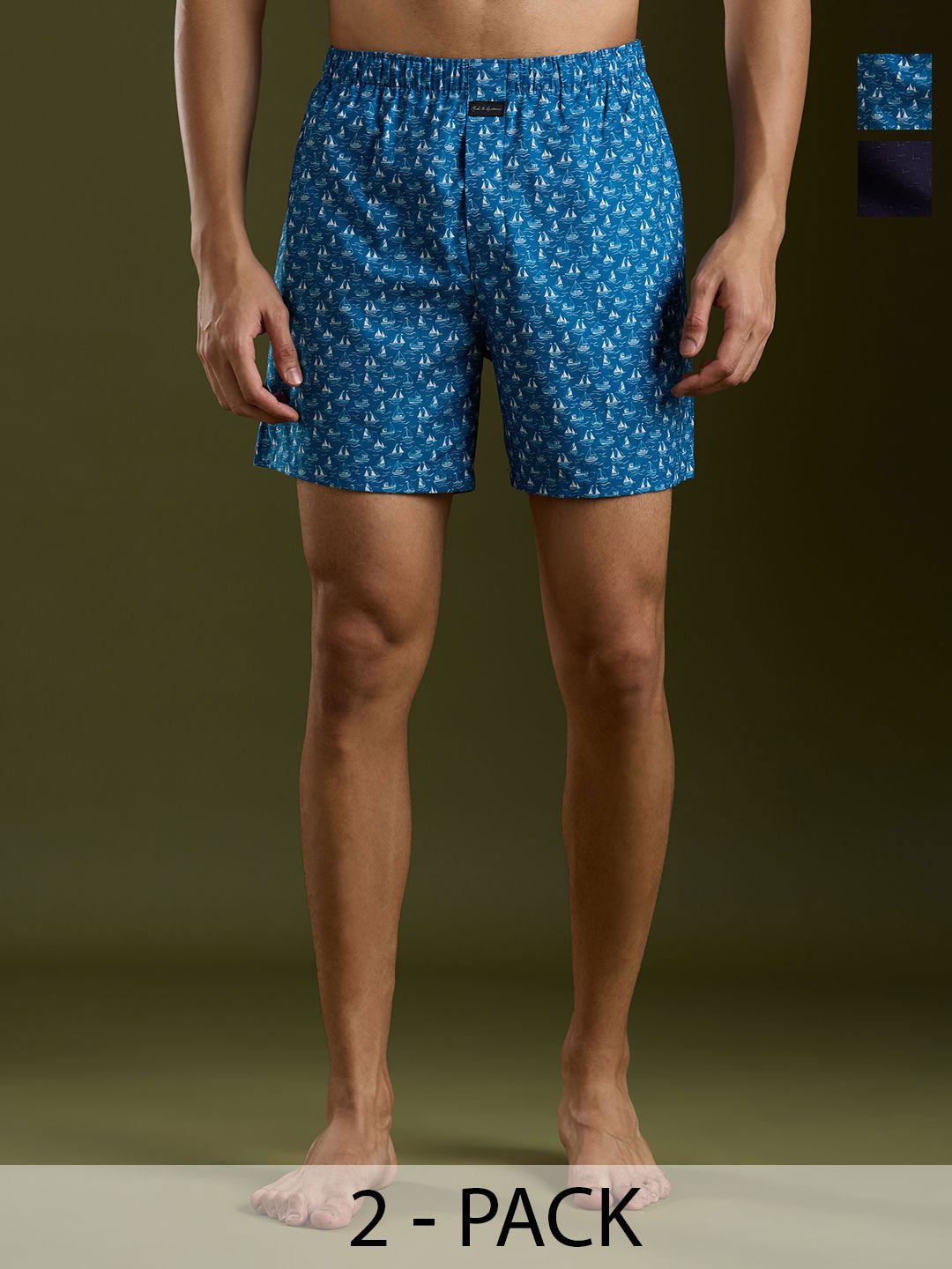 Mast & Harbour Pack Of 2 Printed Pure  Cotton Boxers