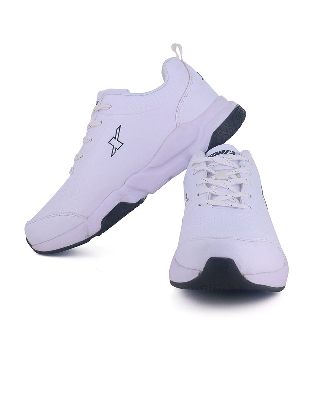 Sparx Men White Solid Round Toe Running Shoes