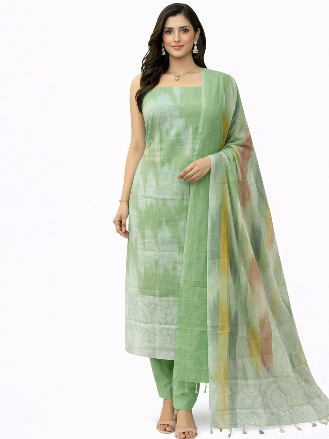 Leheriya Printed Pure Cotton Unstitched Dress Material