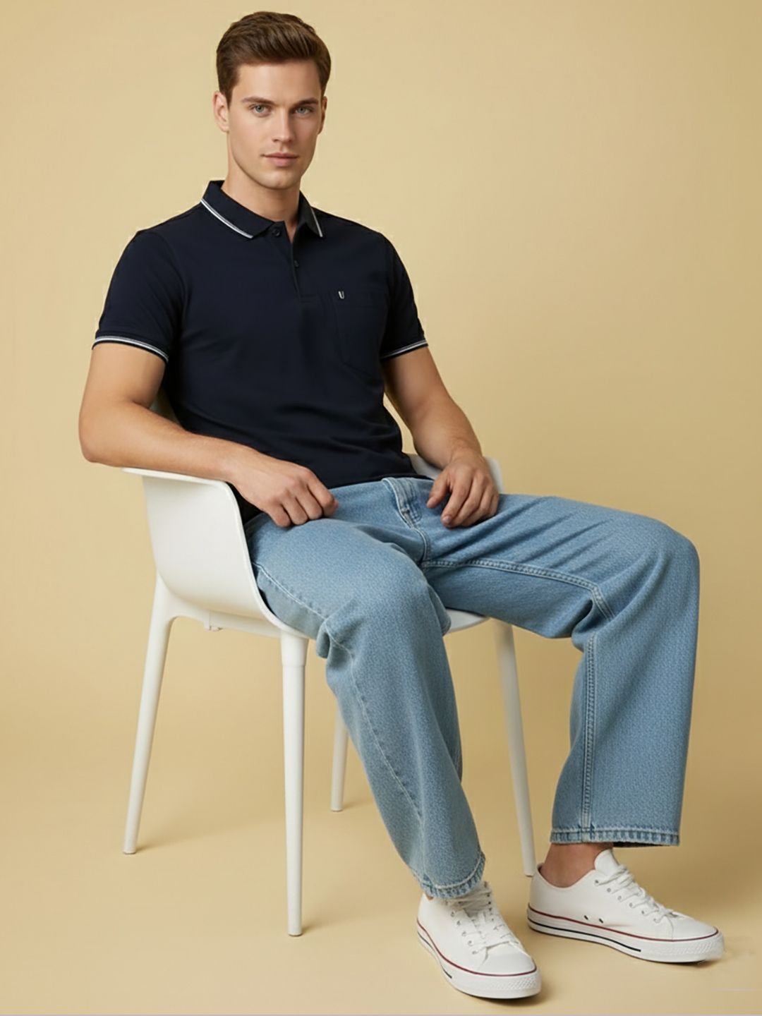 UNIBERRY JEANS Men Polo Collar Pockets T-shirt
