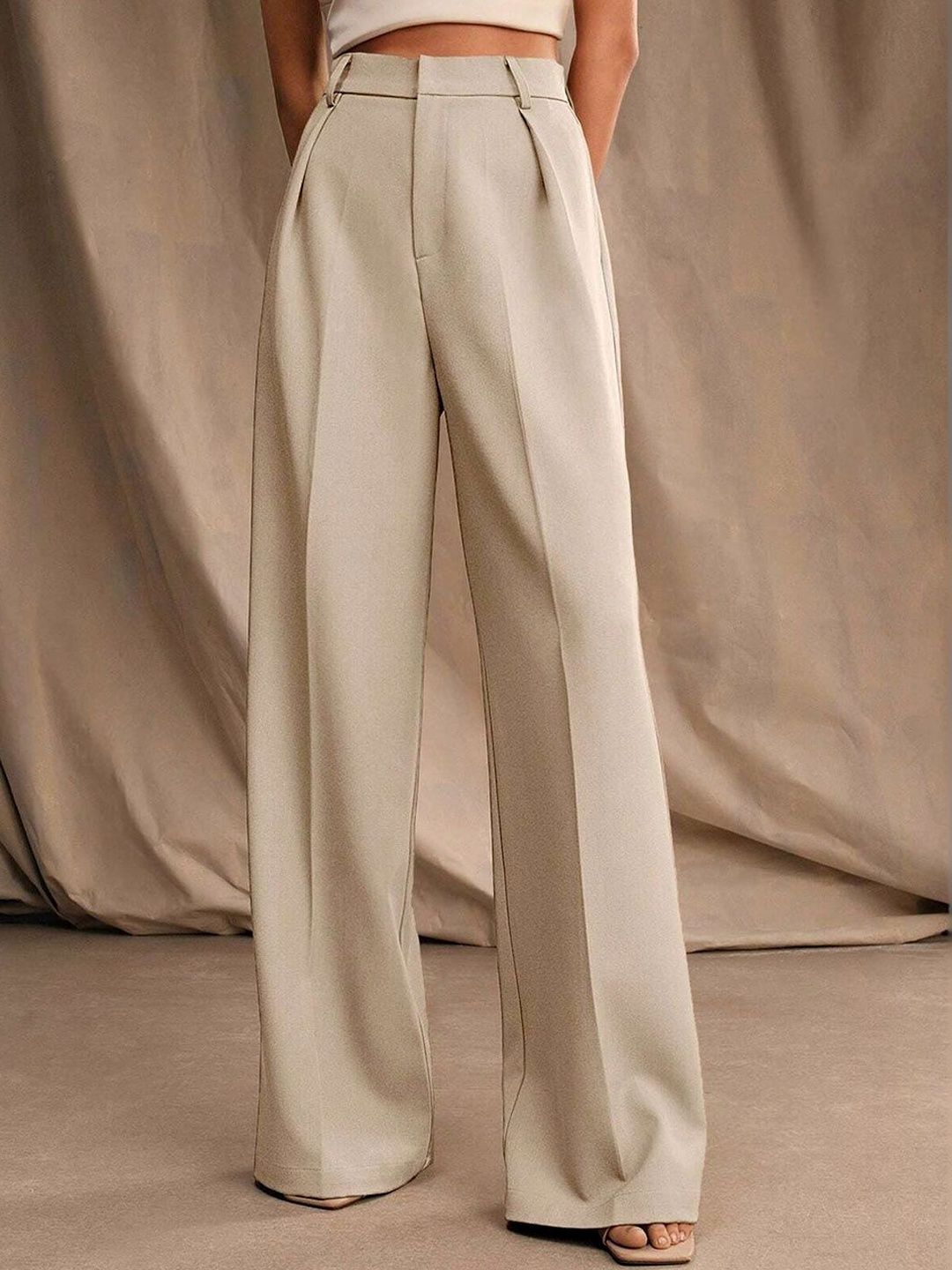 Stylecast X Kotty Women High-Rise Wrinkle Free Pleated Trousers