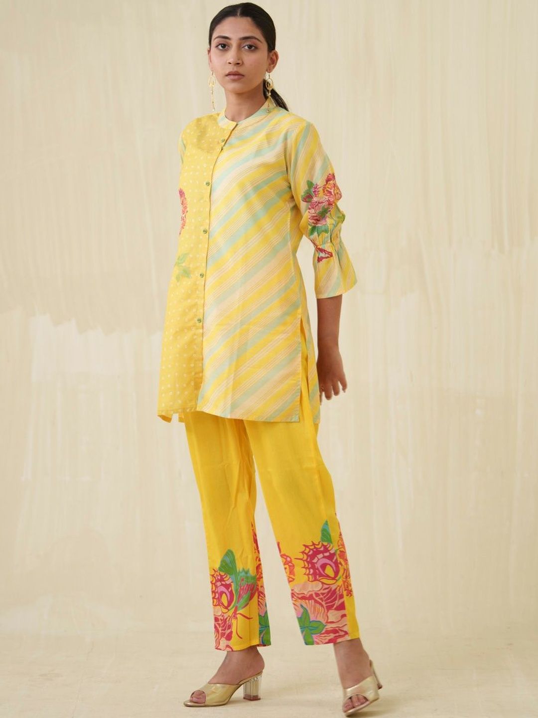 Sangria Floral Printed Tunic with Trousers