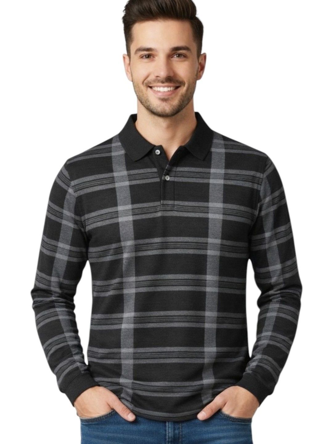 Moda Rapido Men Checked Polo Collar T-shirt