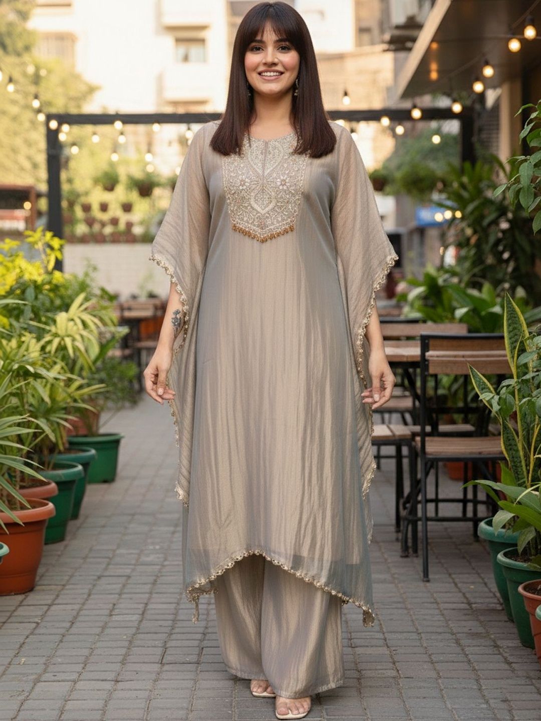 Anouk Rustic Anouk Rustic Women Ethnic Motifs Embroidered Regular Thread Work Kurta with Palazzos