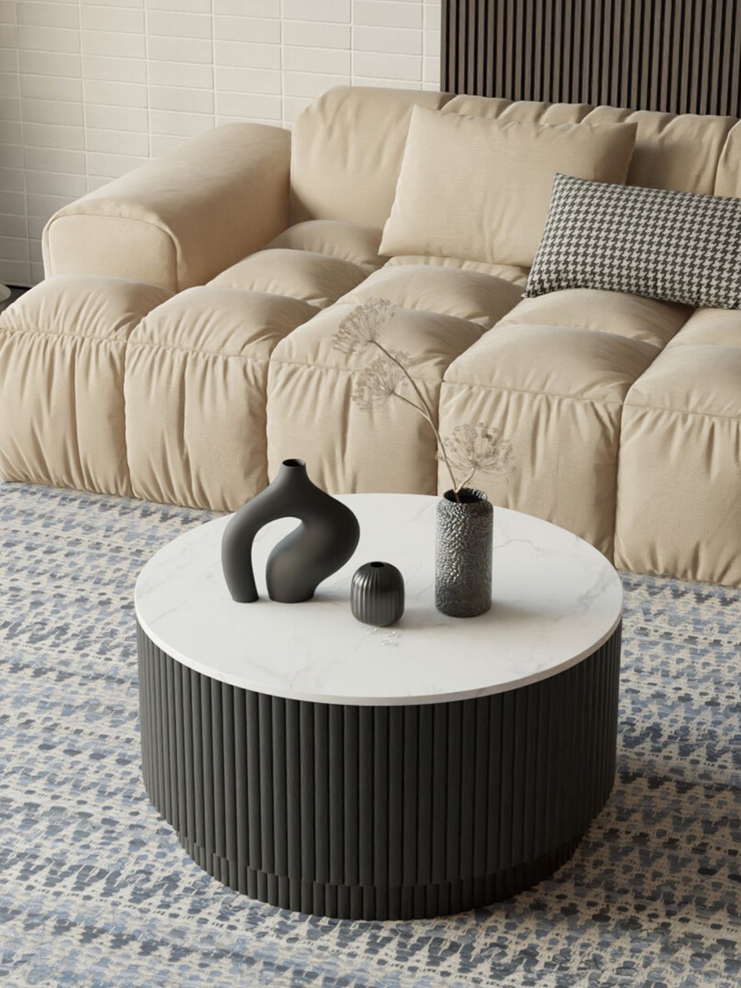 Relso Furniture Relso Furniture Coffee-Brown & Black Wooden Round Coffee Table