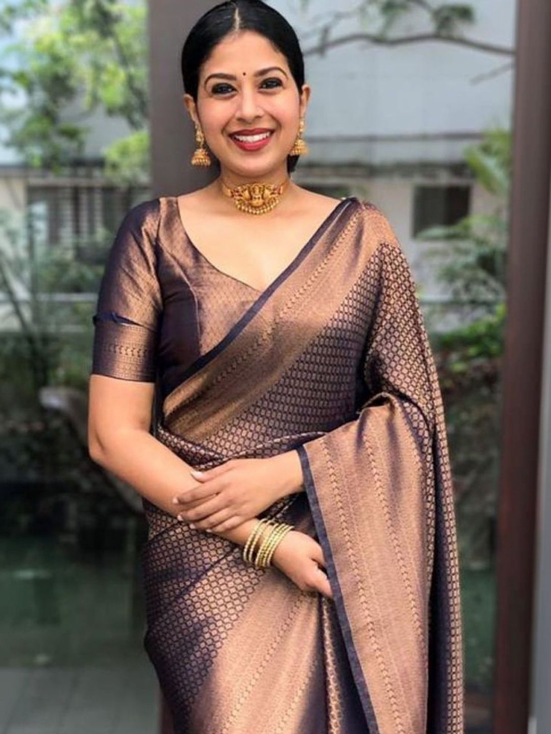 all about you Woven Design Zari Silk Blend Banarasi Saree