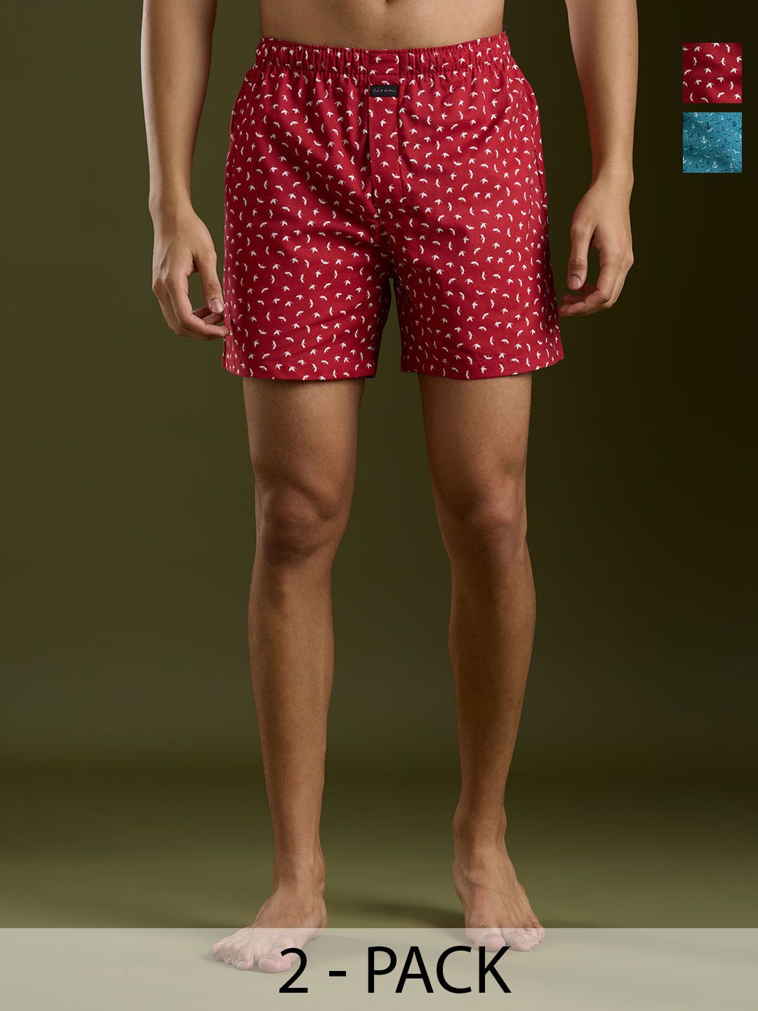 Mast & Harbour Pack Of 2 Printed Pure  Cotton Boxers