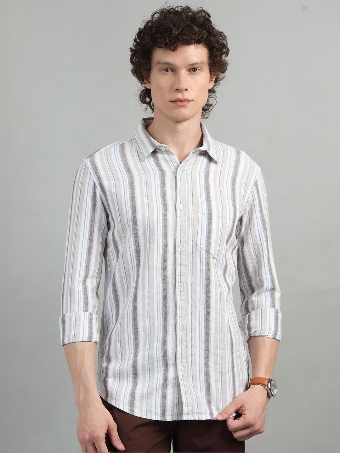 THE BEETEL HOUSE Men Classic Striped Casual Shirt
