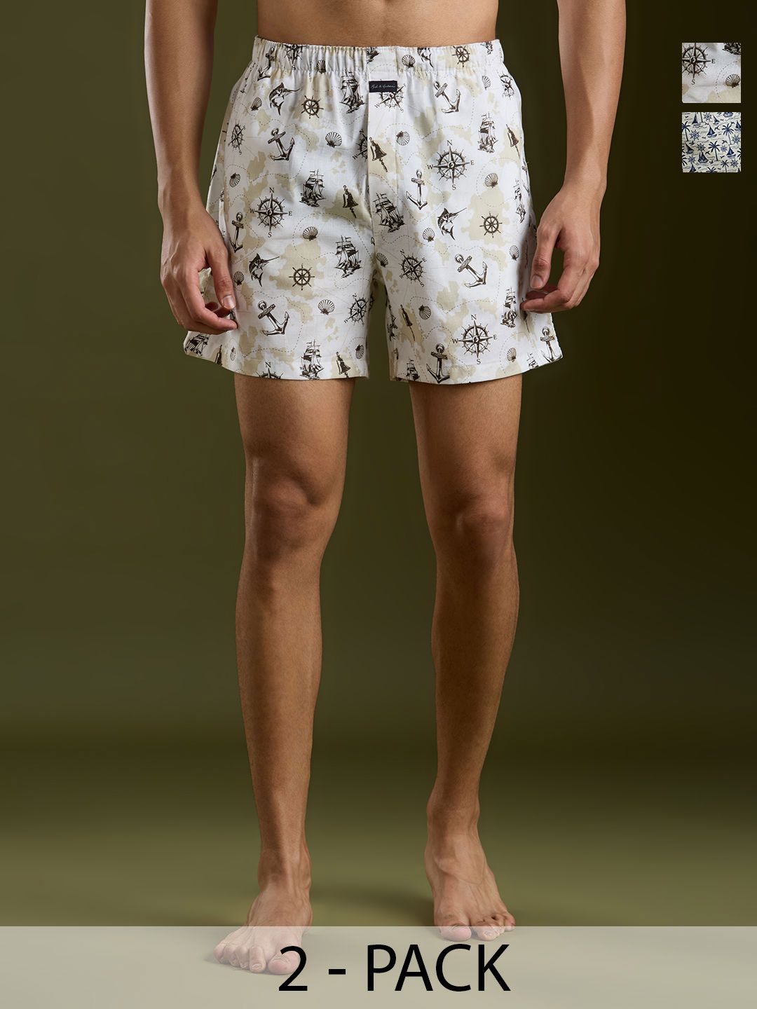 Mast & Harbour Pack Of 2 Printed Pure  Cotton Boxers