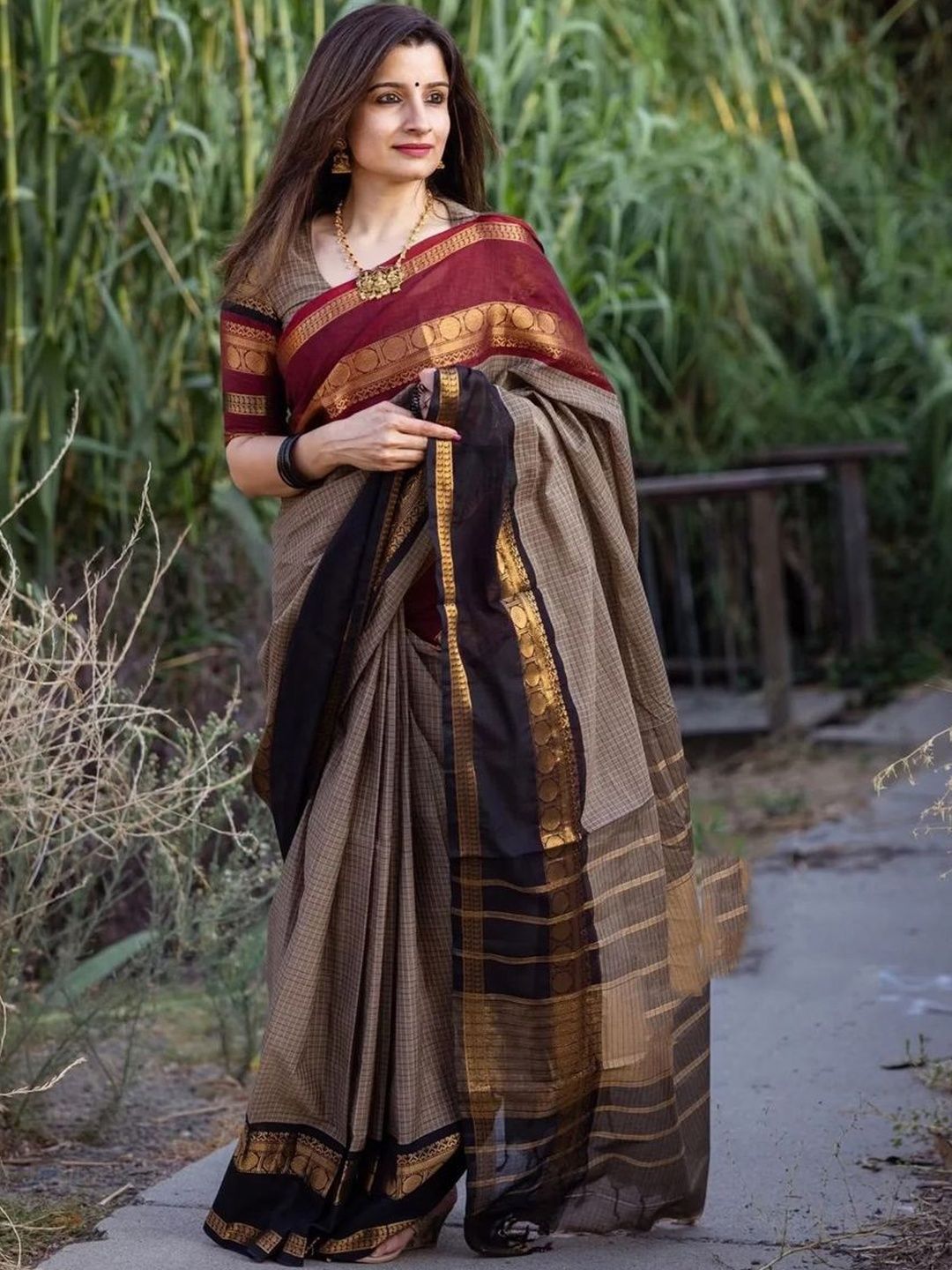 yourwish Woven Design Zari Pure Cotton Kovai Saree