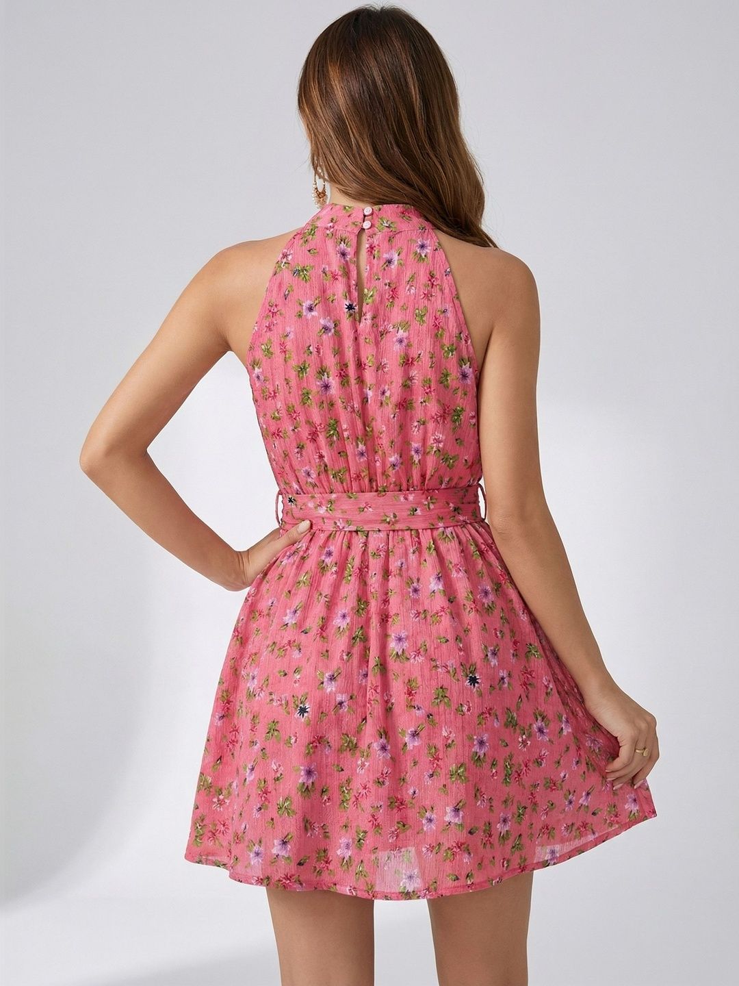 Buy SZN Floral Print Halter Neck Fit & Flare Dress - Dresses for