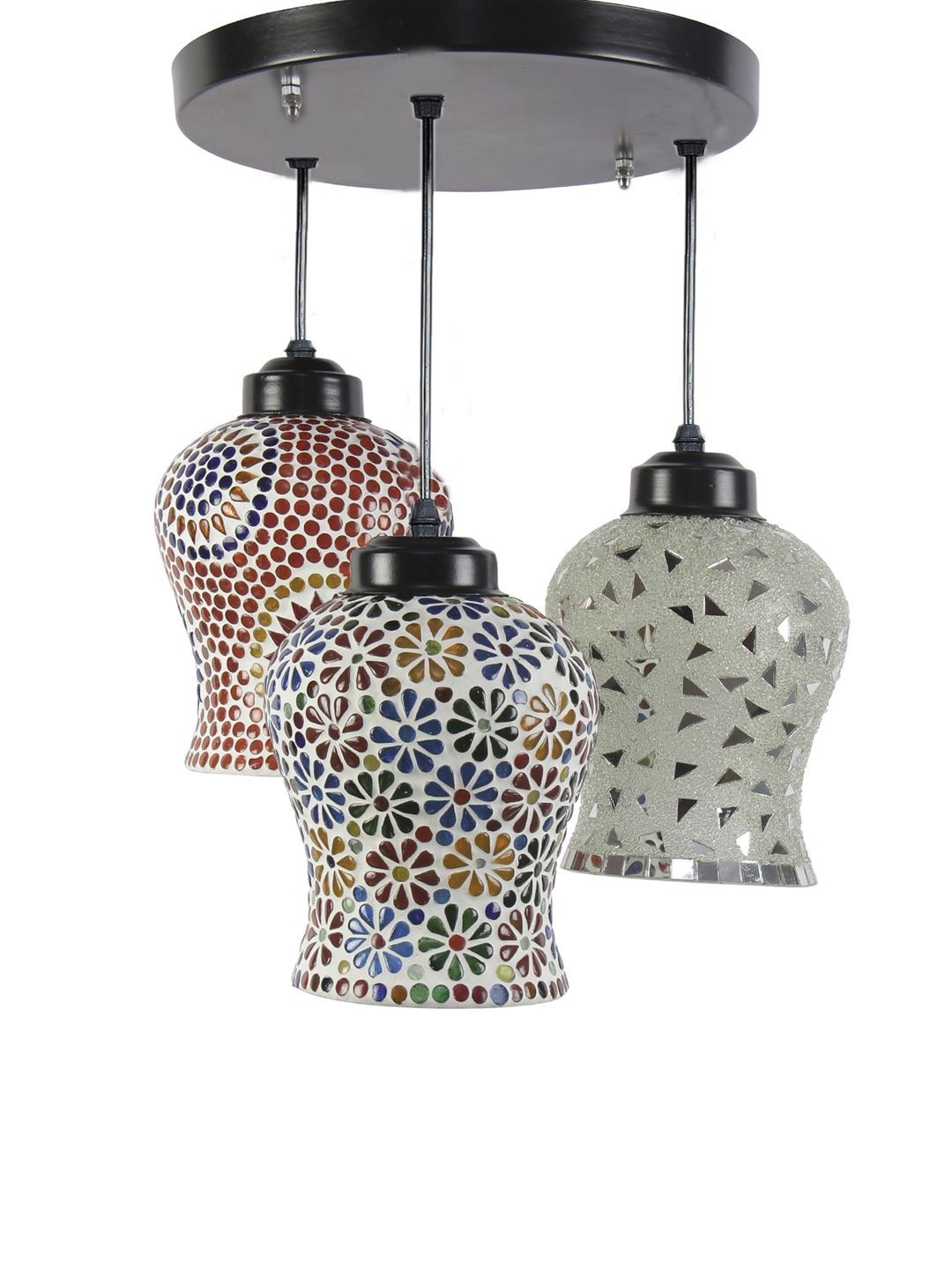 Aura Multicoloured & Multicoloured Textured Glass Ceiling Lamp