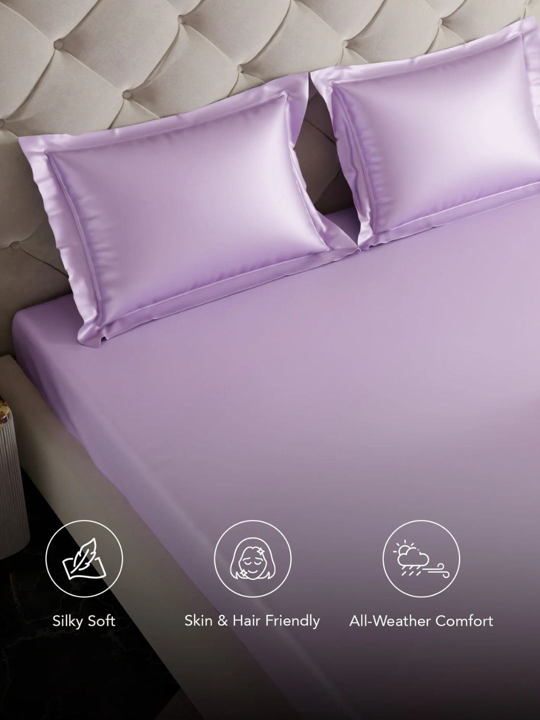 JAIPUR FABRIC JAIPUR FABRIC Purple 350 TC Bedsheet with 2 Pillow Covers