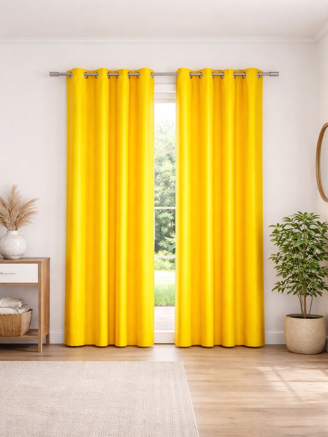 Kanodia Poly Fab Yellow Set of 2 Long Door Curtain