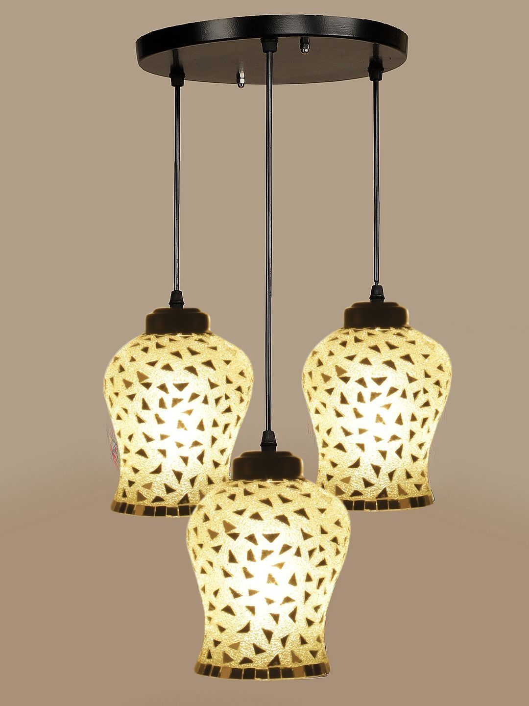 Aura Multicoloured & Black Textured Glass Contemporary Ceiling Lamp