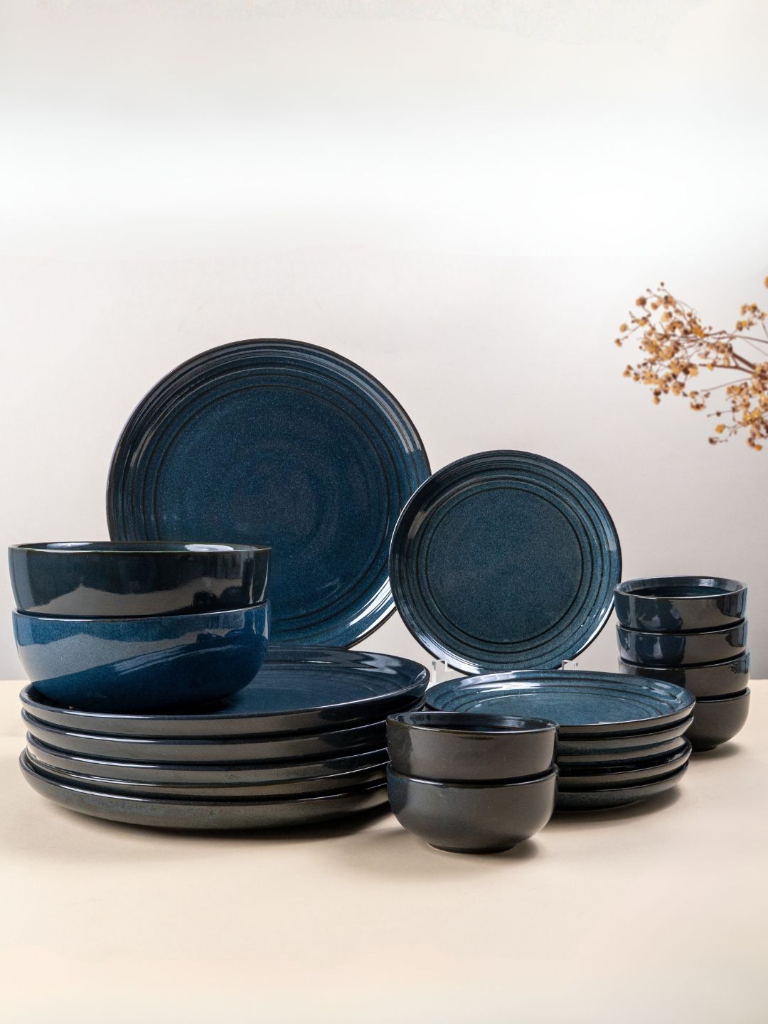 Buy The Golden Theory Set Of 20 Blue 2025 20 Pieces Ceramic Dinner