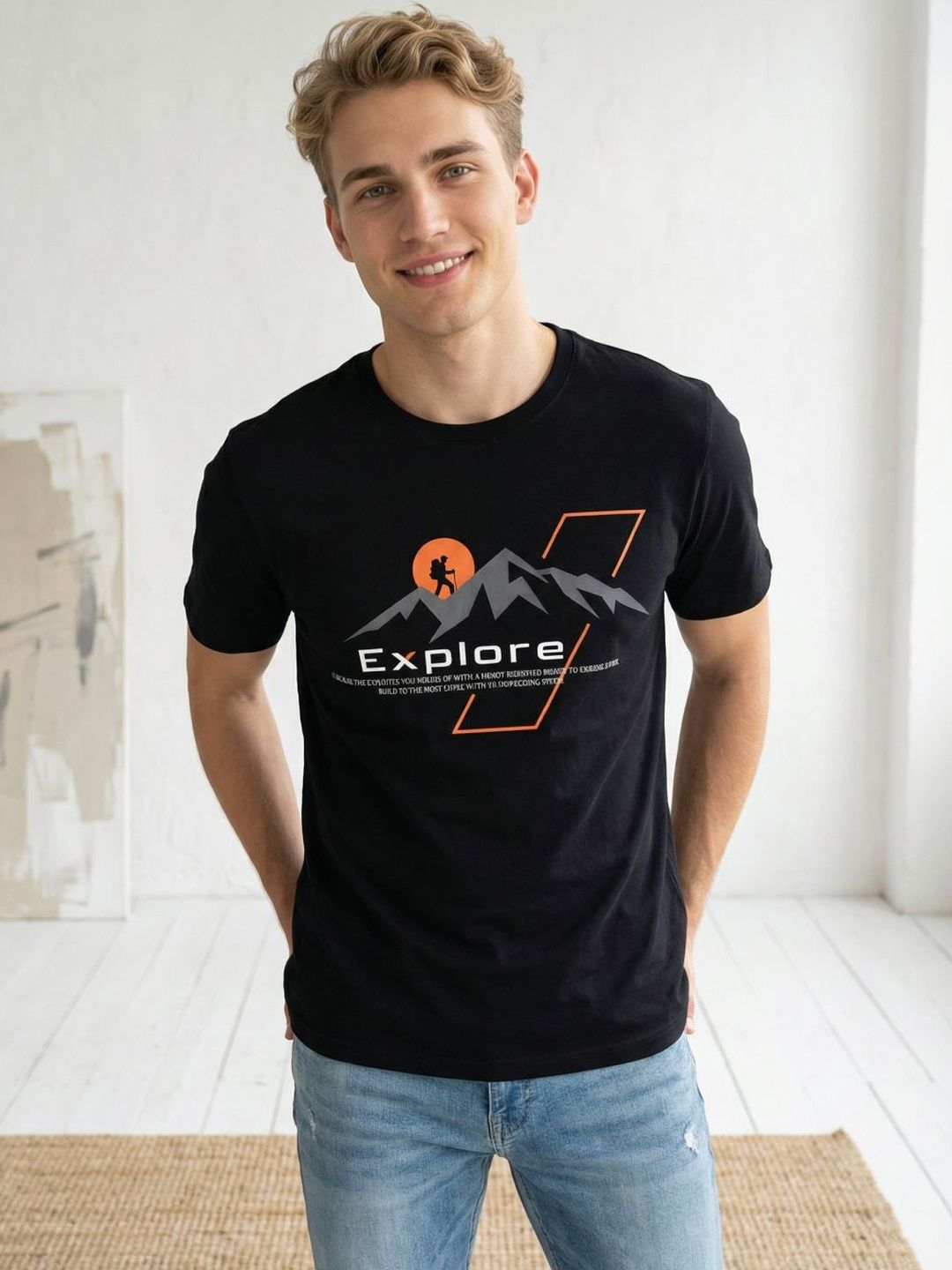 Mast & Harbour Men Printed Pure Cotton T-shirt