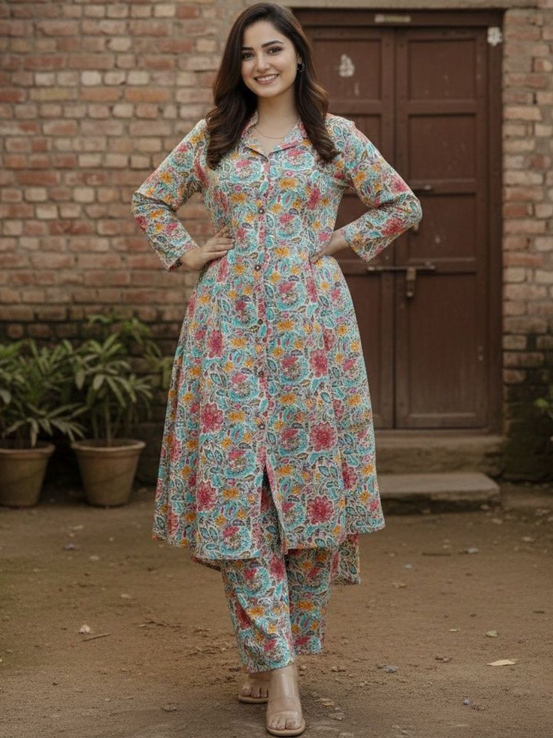 SZN Printed Lapel collar Tunic & Trousers Co-Ords
