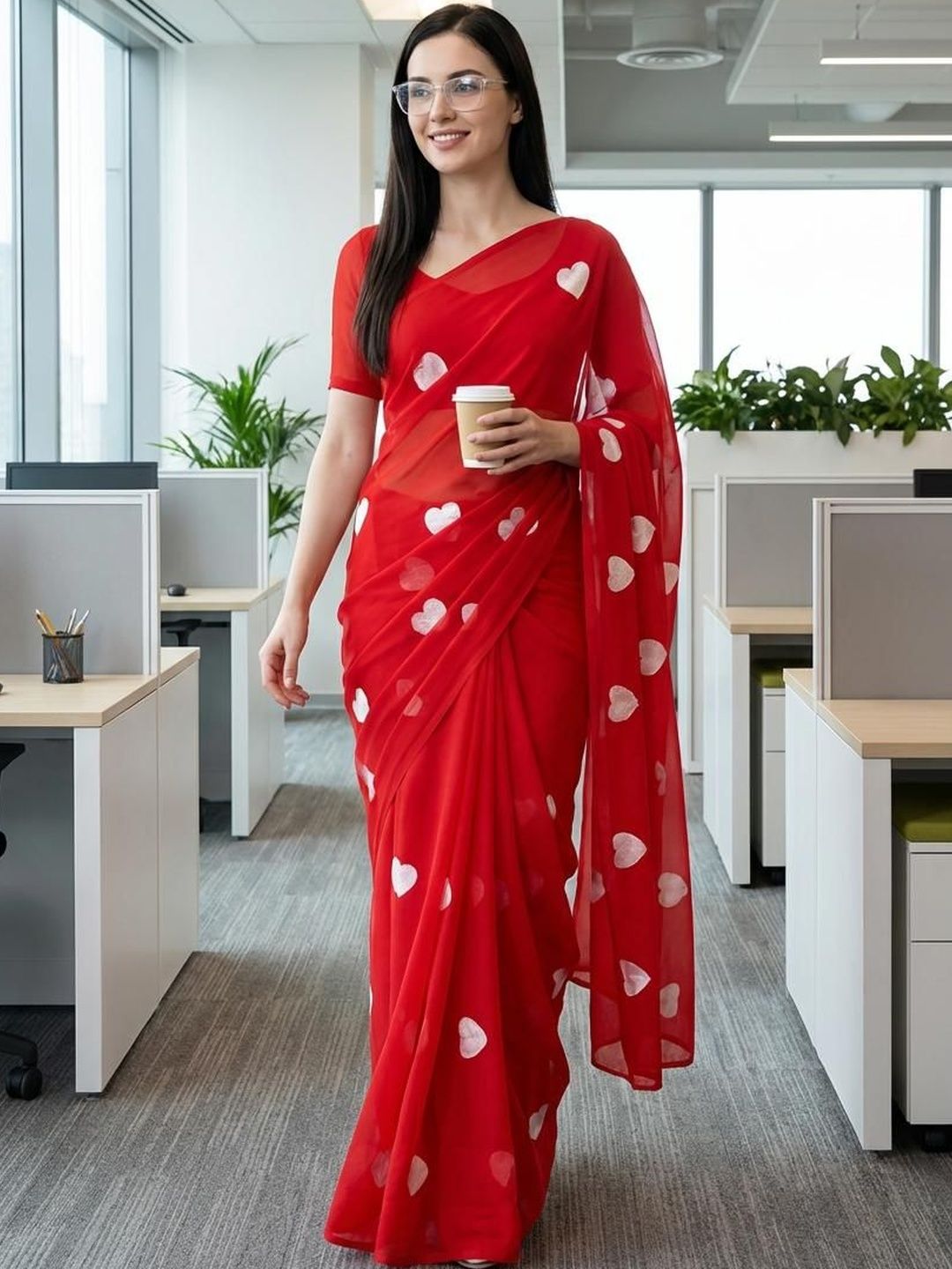 STYLE MODA Poly Chiffon Designer Saree