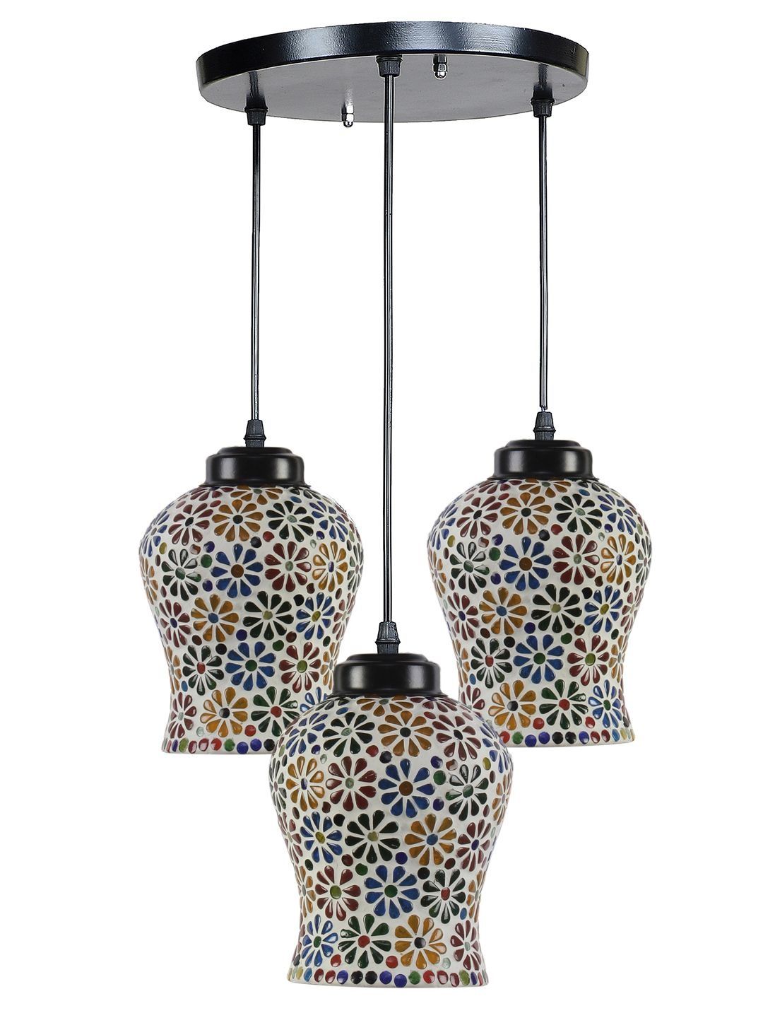 Aura Multicoloured & Multicoloured Printed Glass Ceiling Lamp