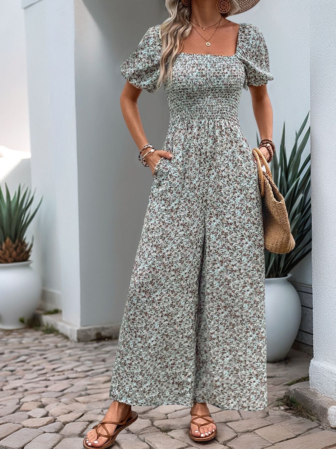 NOWI Printed Basic Jumpsuit