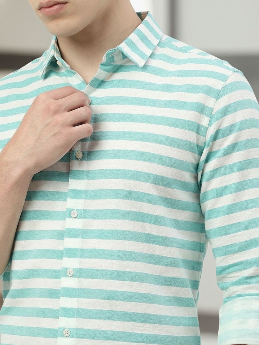 Buy SZN Men Slim Fit Horizontal Stripes Striped Casual Shirt