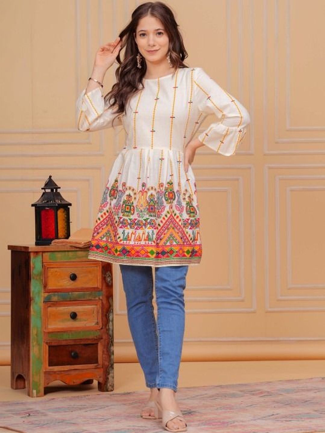 SAICHA Ethnic Motifs Printed Pure Cotton Kurti