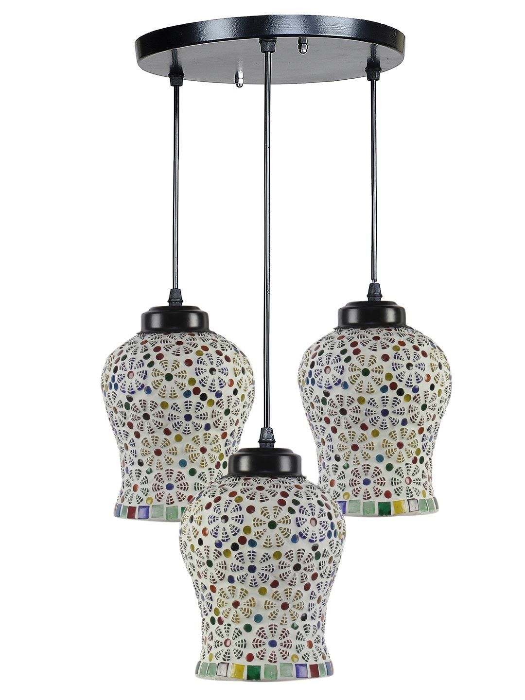Aura Multicoloured & Multicoloured Textured Glass Ceiling Lamp