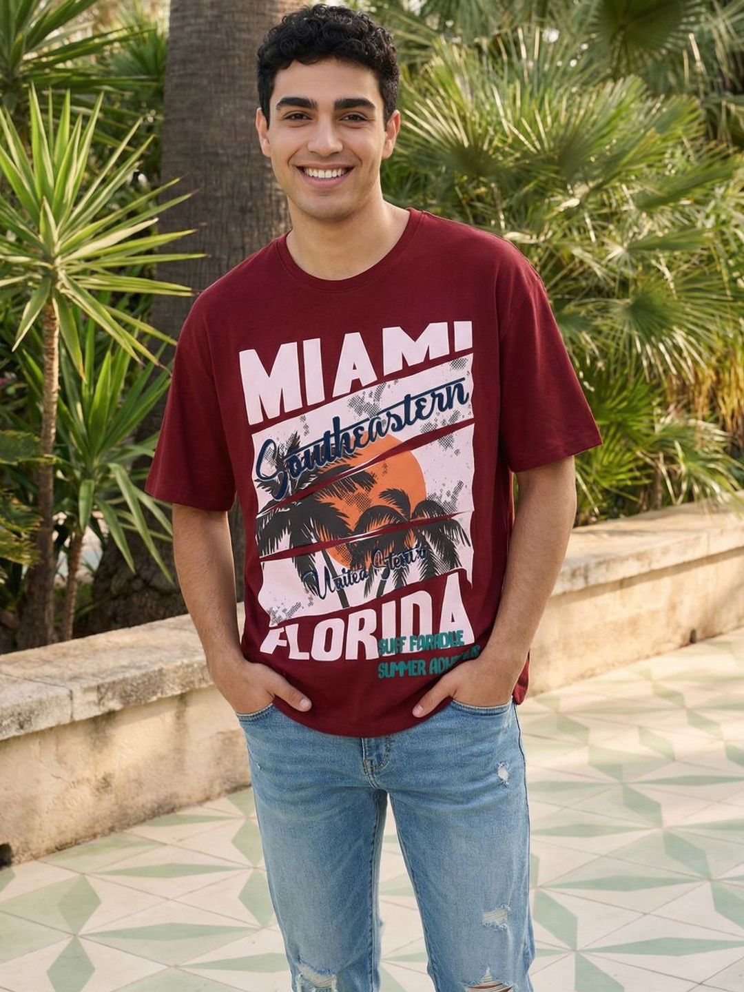 Mast & Harbour Men Printed Pure Cotton T-shirt