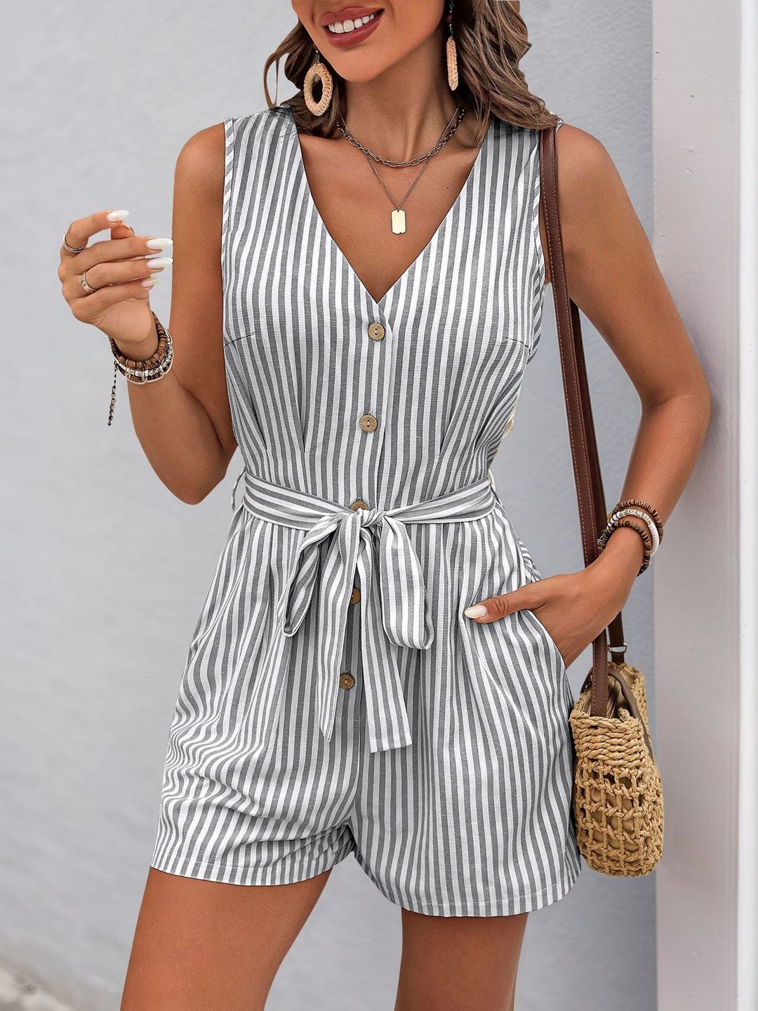NOWI Striped Basic Jumpsuit